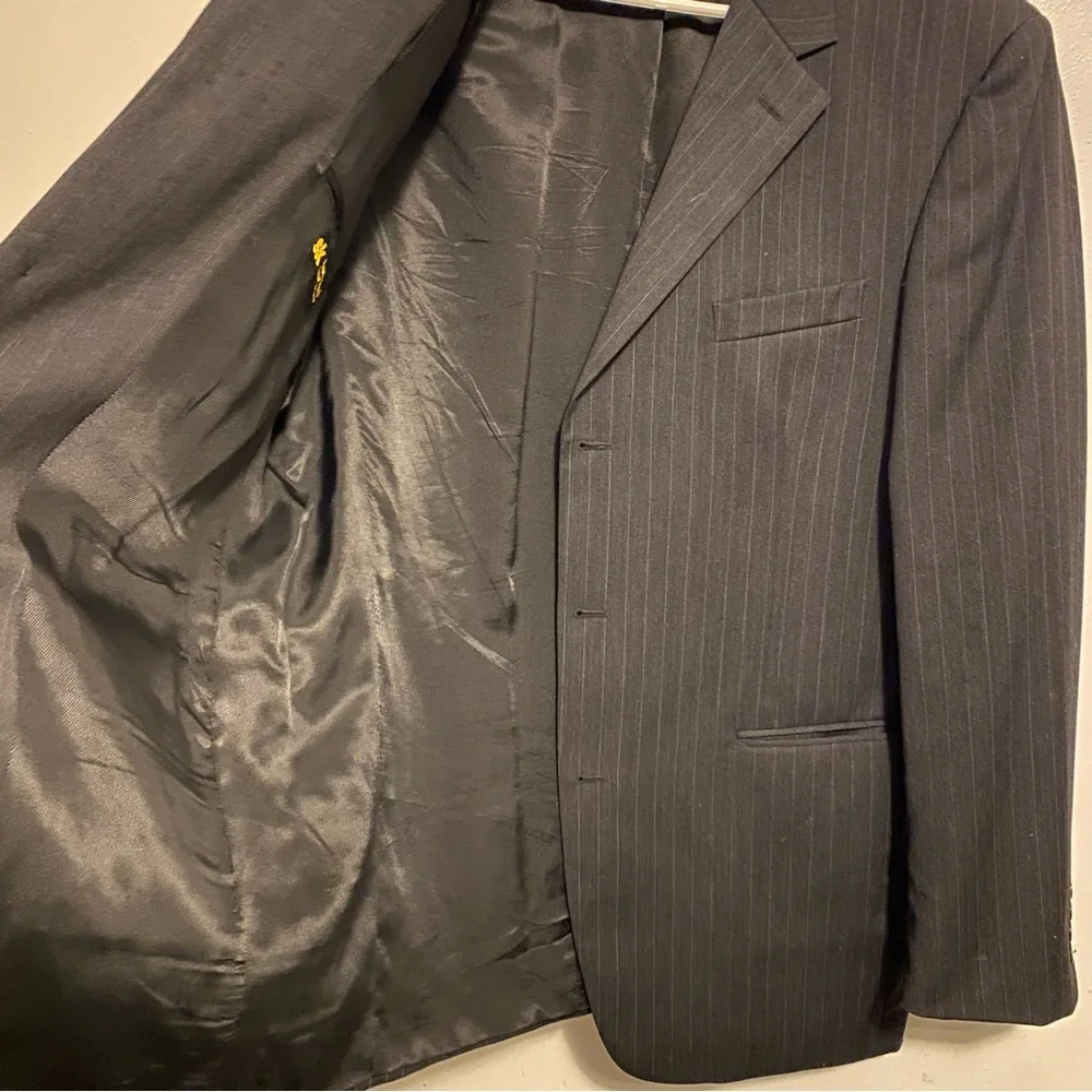 Classic Black Pinstripe Men's Blazer S&K Andrew Fezza  Size‎ 42L Three Button Up